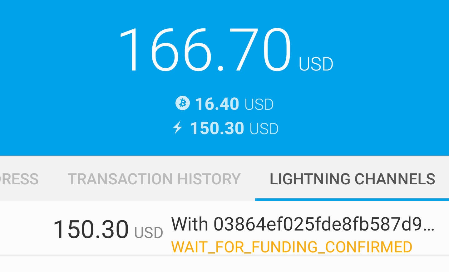 Waiting for the Funding Transaction to Open the Channel