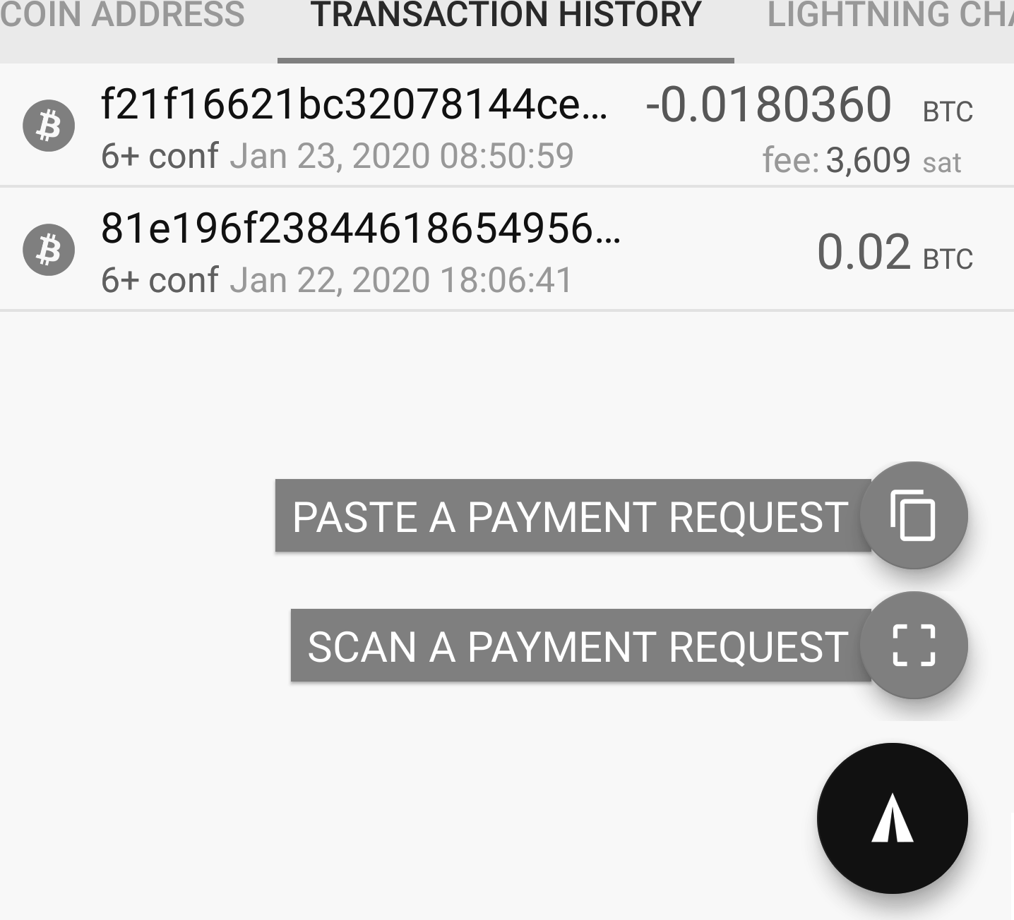 Lightning transaction send